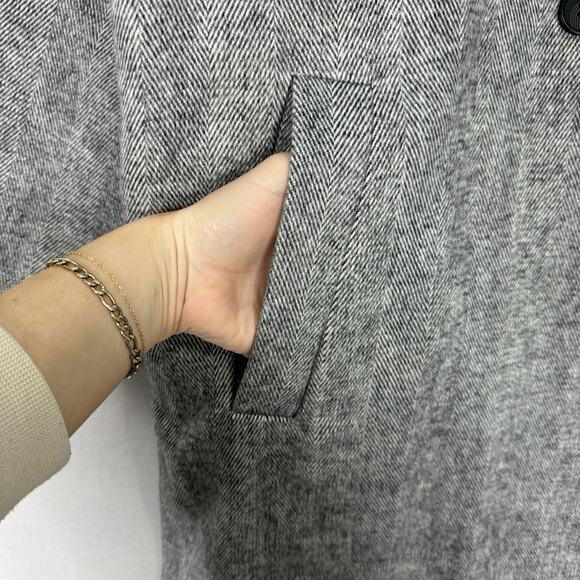 Old Navy Twill Double Breasted Coat Womens 2X Gray Long Slouchy Old Money Jacket - Picture 3 of 15